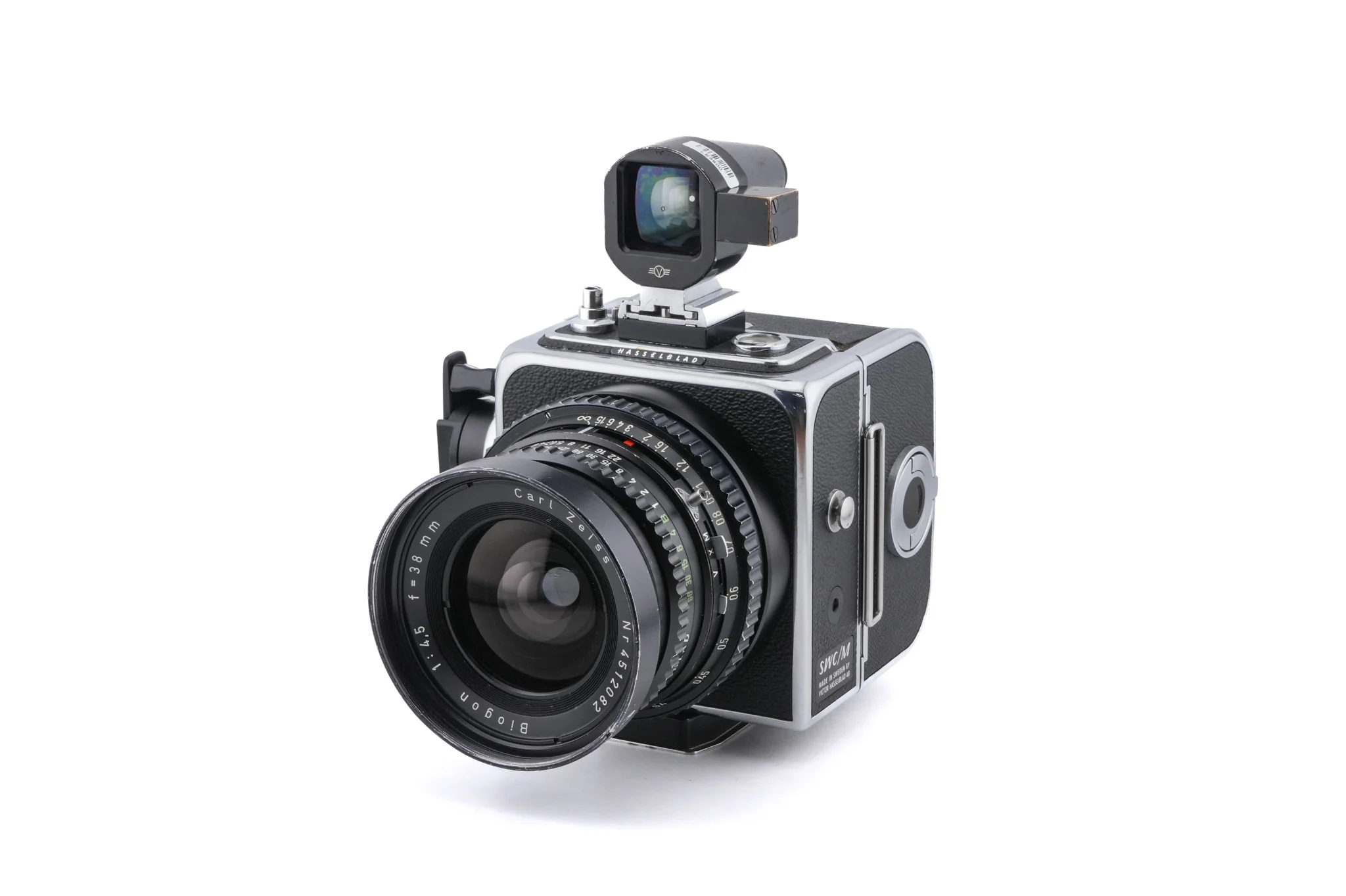 Hasselblad SWC/M (Biogon C T*) (Silver, 10049) + SWC Viewfinder (52035/TISOC) + A12 Film Magazine (Silver, 30074)