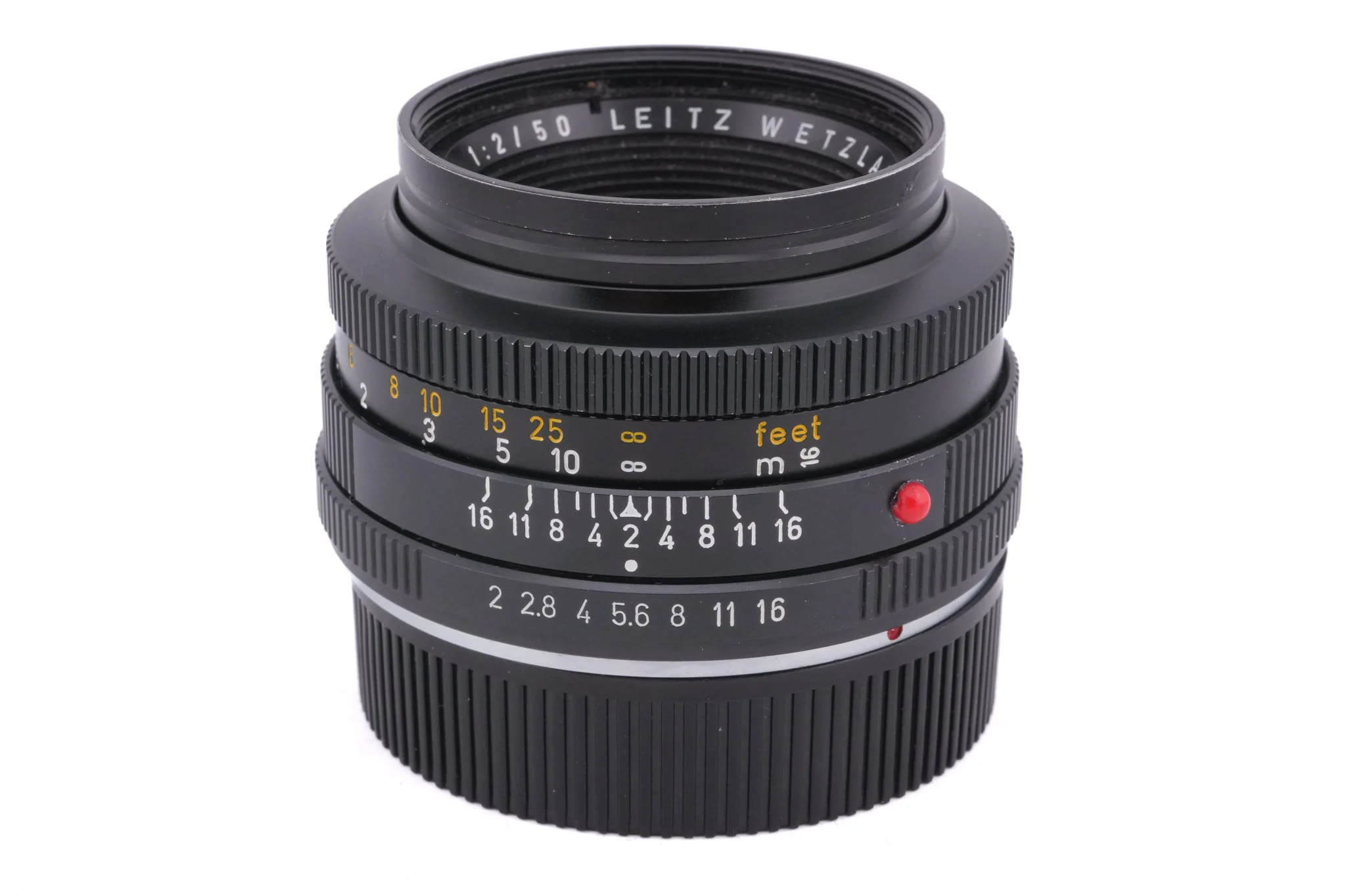 Leica 50mm f2 Summicron-R (Type I) (2-Cam) (11228) + Lens Hood (35mm f2.8 R / 50mm f2 R) (12564)