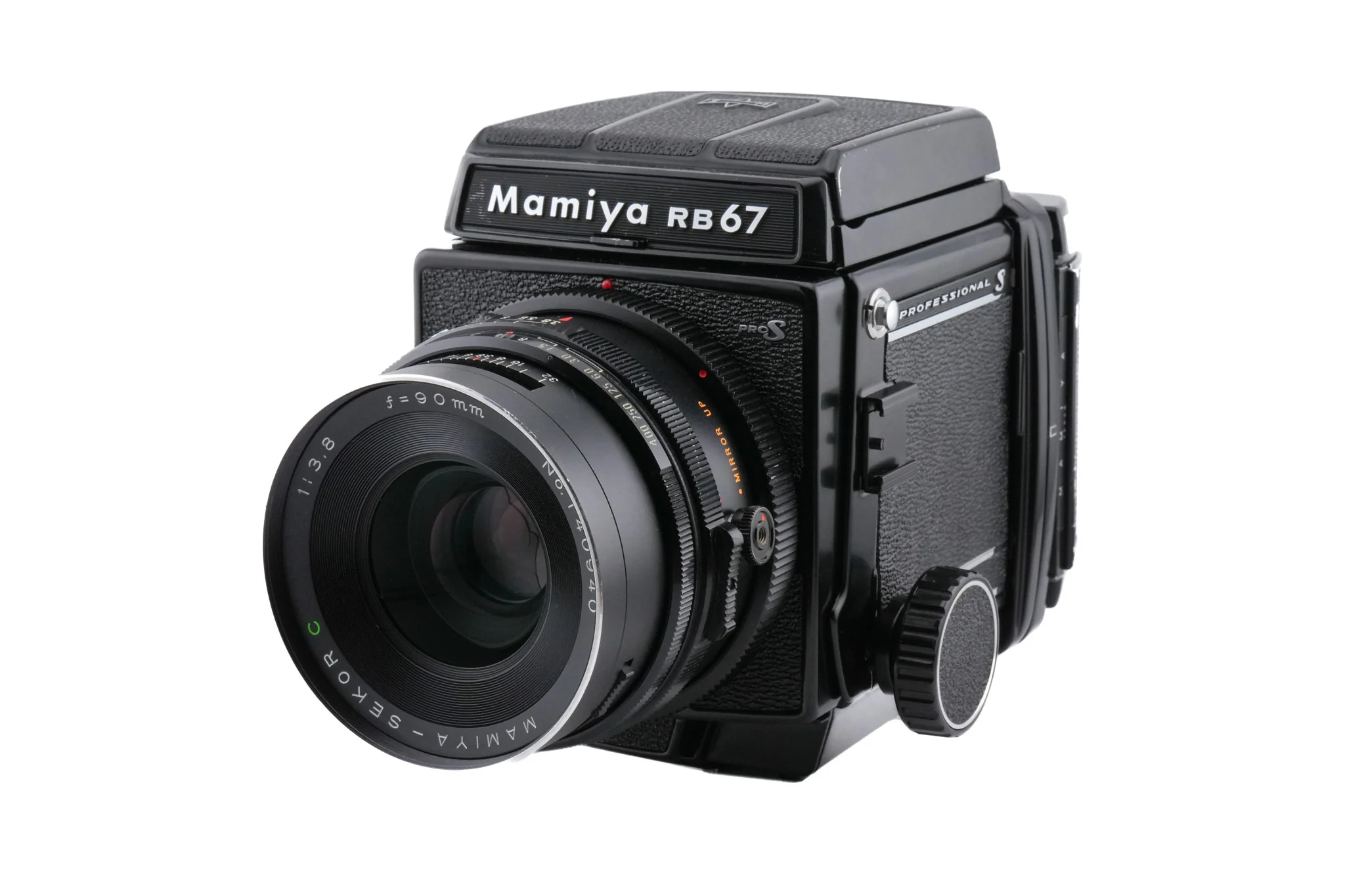Mamiya RB67 Pro-S + Waist Level Finder + 120 6x7 Pro-S Roll Film Holder + 90mm f3.8 Sekor C